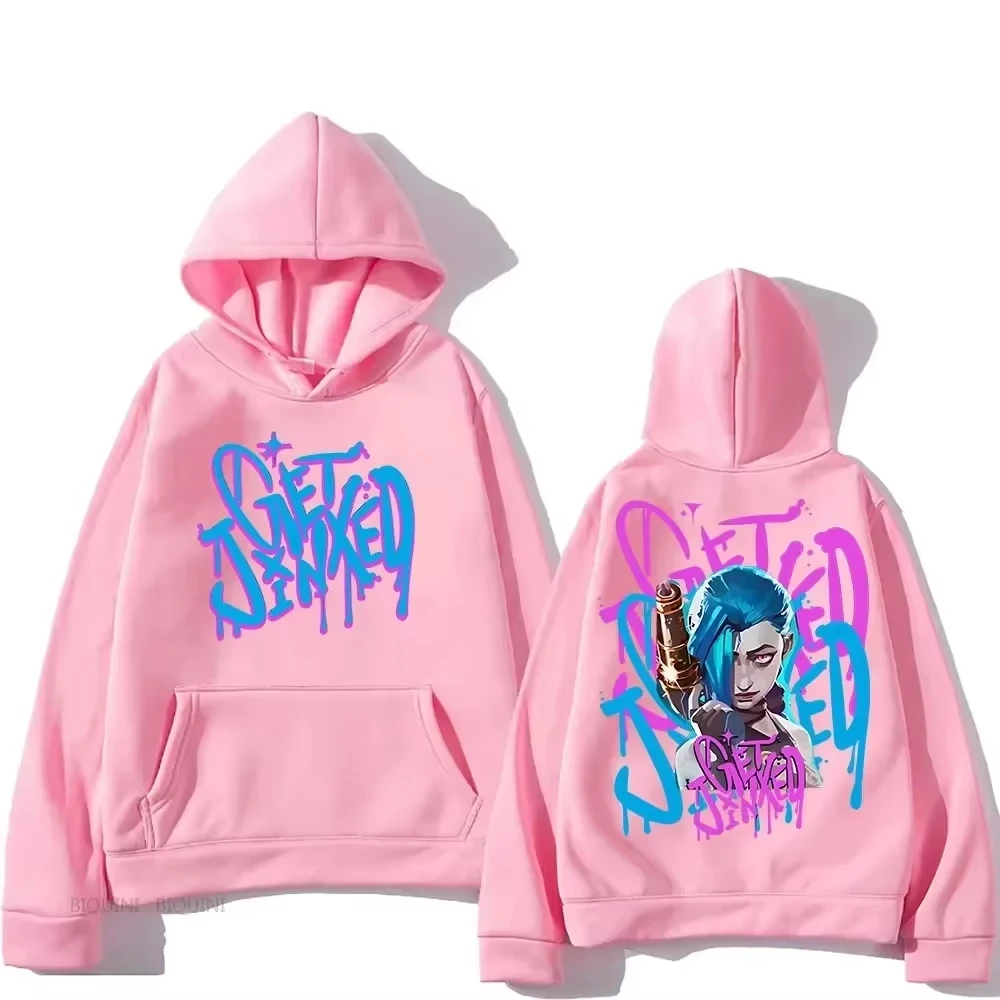 2025 غامض Jinx Harajuku Kawaii لطيف طويل الأكمام مقنعين البلوز أنيمي طباعة كنزة صوف Moletom لارتداء غير رسمي