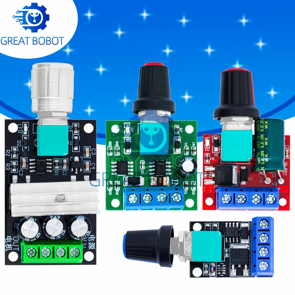 DC 1.8V-35V PWM Motor Speed Controller: Adjustable Drive Module with 2A/3A/5A/10A (30W/80W/90W)