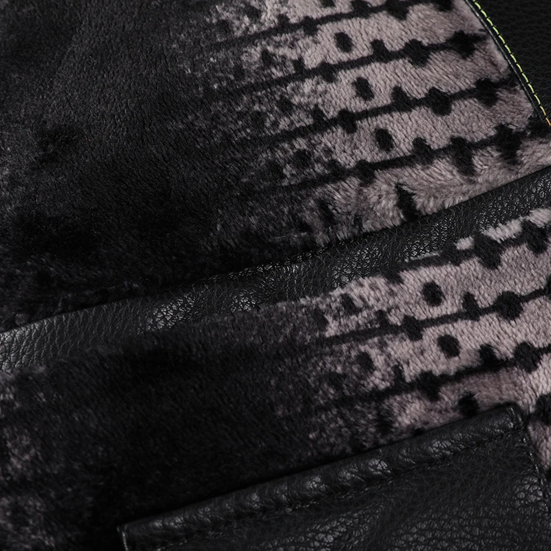 Fashion Medium Length Fleece Leather Jacket PU Men's Winter Thick Single Breasted Suit Collar Middle Aged Male Outerwear Tops