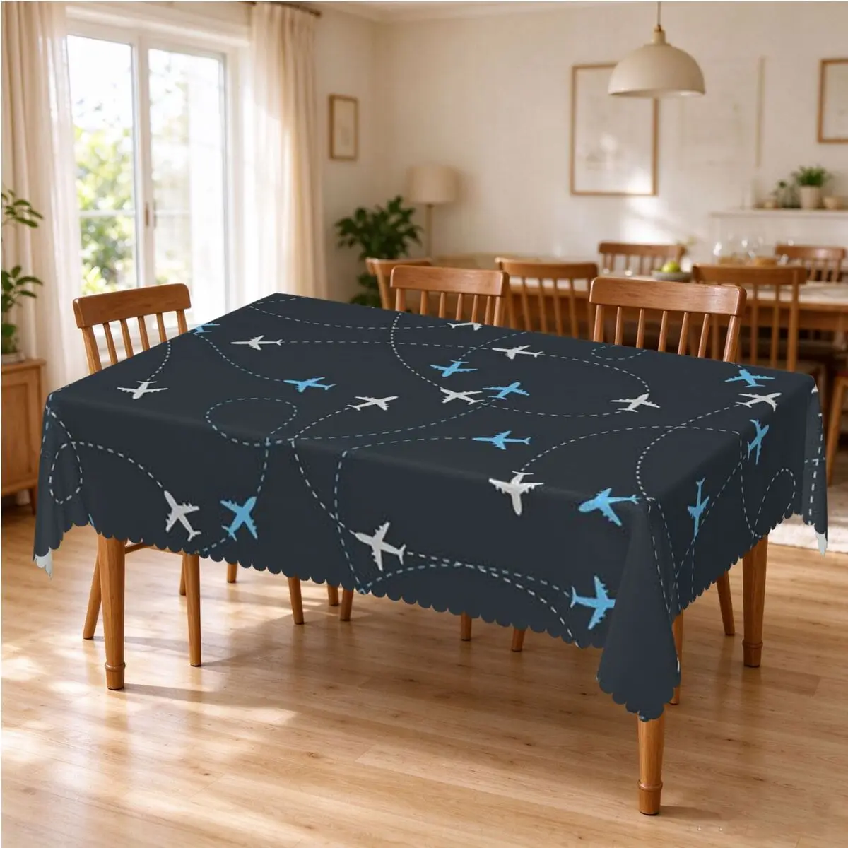 Airplane Flight Routes Captain Aviator Pilot Tablecloth Restaurant Kitchen Rectangular Tablecloth Festival Outdoor Table Cover