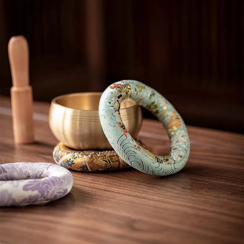 Nepal Singing Bowl Mat  Bowl Ring Donut Yoga Meditation Coaster, Buddha Sound Bowl Mat Copper Bowl Mat