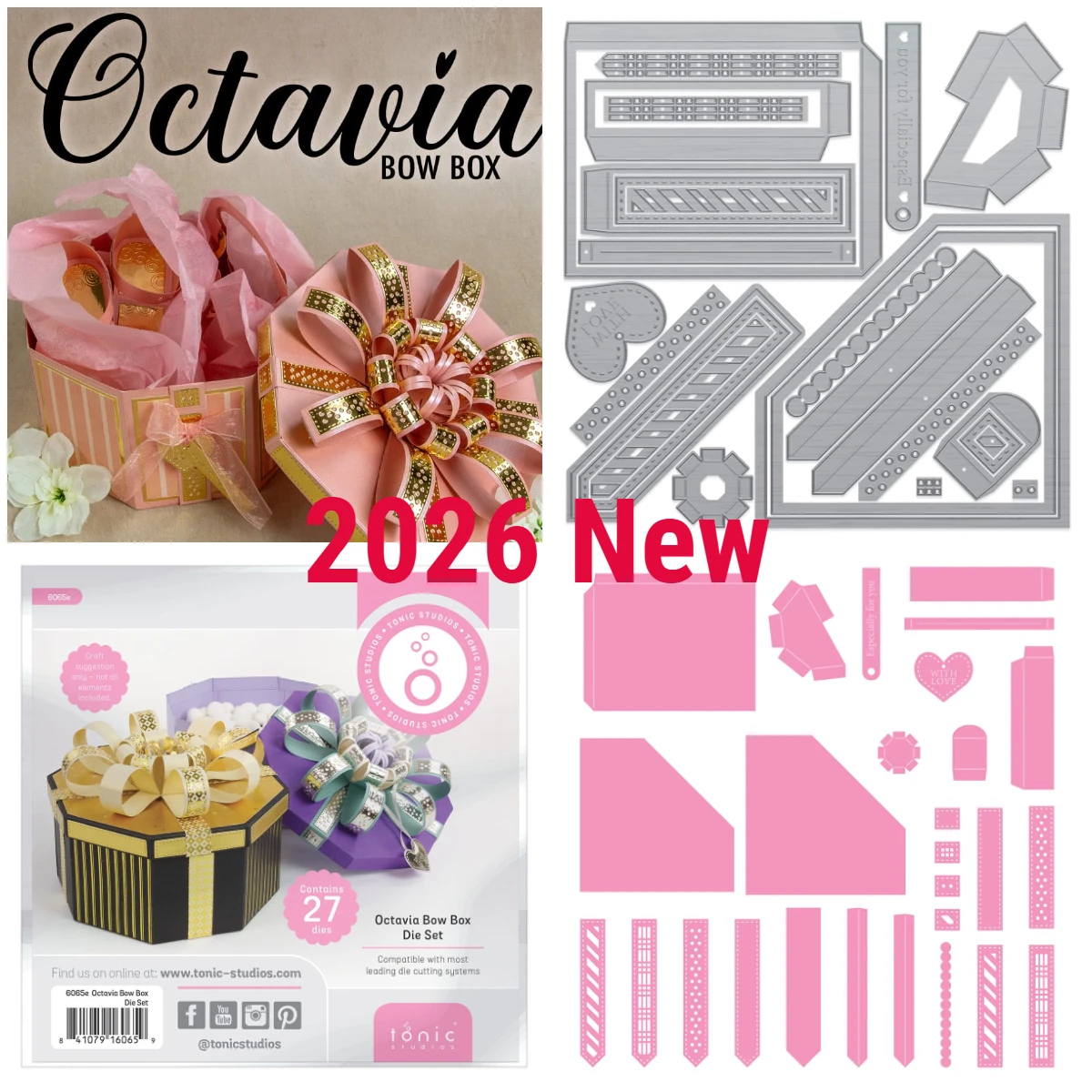 

2026 Tonic Octavia Bow Box Gift Box Metal Cutting Dies for Diy Scrapbooking Paper Diary Decoration Manual Handmade for Embossing