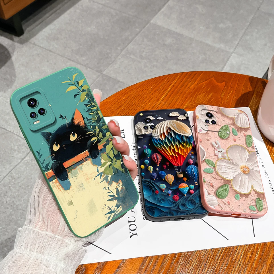 Cute Cases For VIVO V20 V20SE V21 V21E 4G 5G Phone Case Panda Shell For V21 E Funda Back Cover Soft Silicone Liquid V20 Se Coque