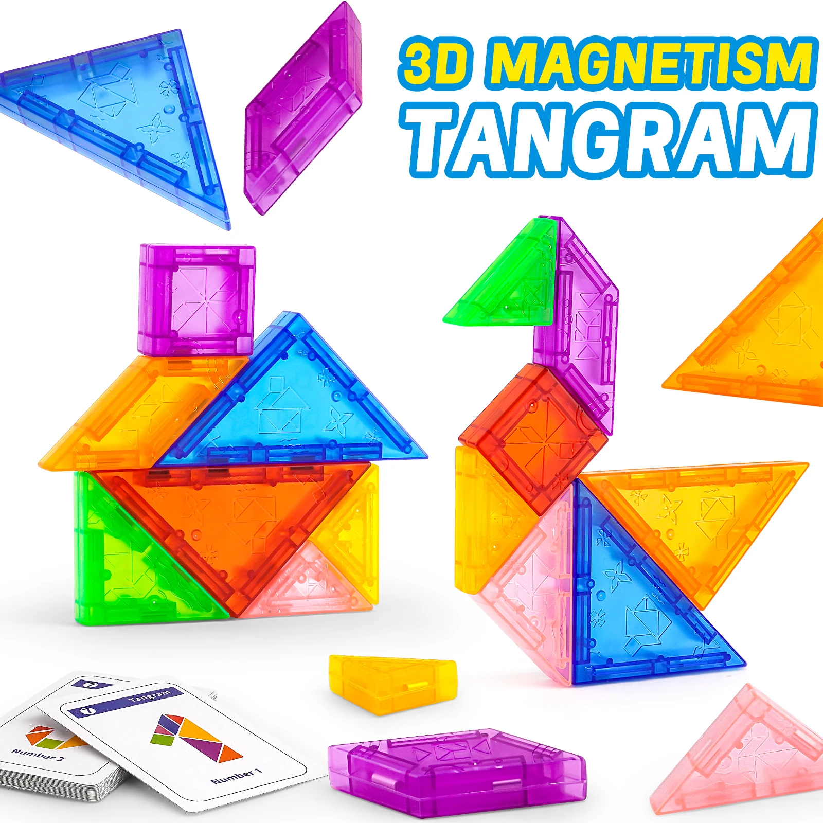 

Магнитная головоломка Танграм, геометрические 3D строительные блоки для детей, головоломки и обучающие игрушки для раннего образования и мышления