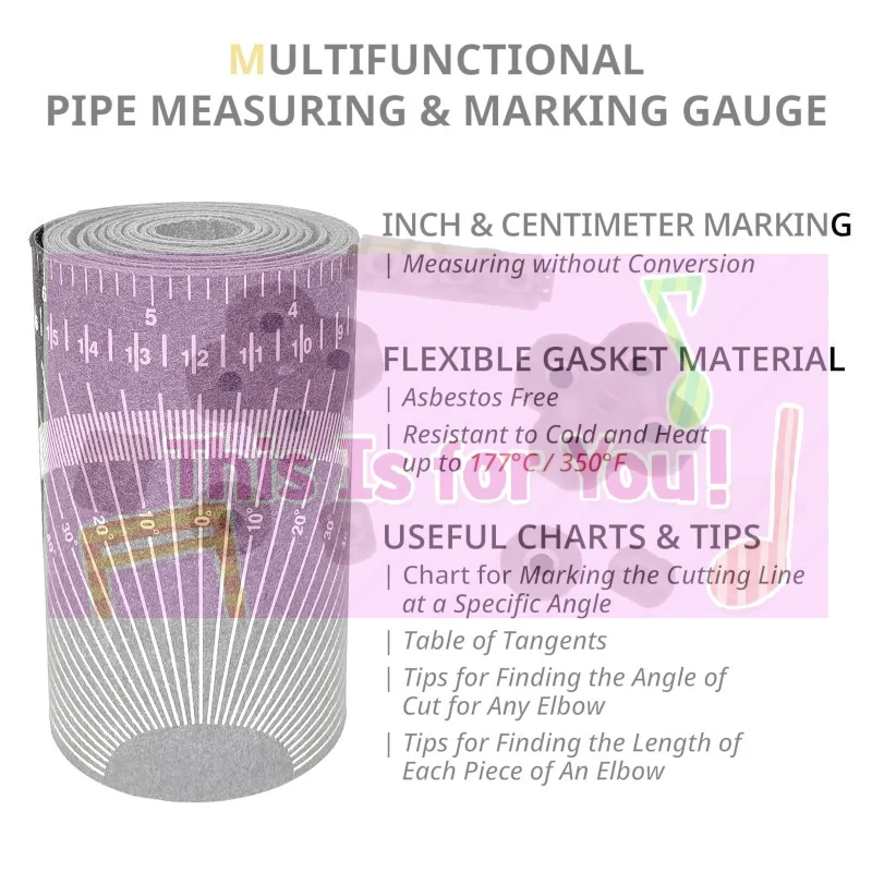 Pipe Measuring Tool Wrap Around Tape For 1 To 6 Inch Piping Fitter Work Accurate Diameter Gauge For Plumbing And Industrial Use