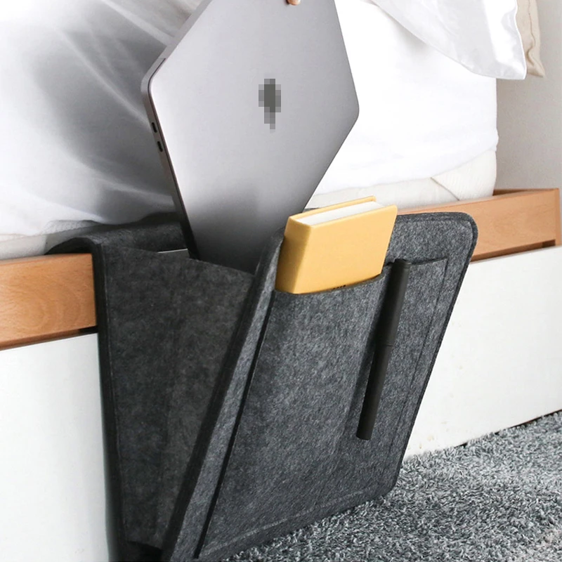 

1pc Felt Bedside Storage Organizer Phone Book Magazine Holder Pockets Hanging Storage Bag Baby Tissue Box For Bed Sofa Side Pouc