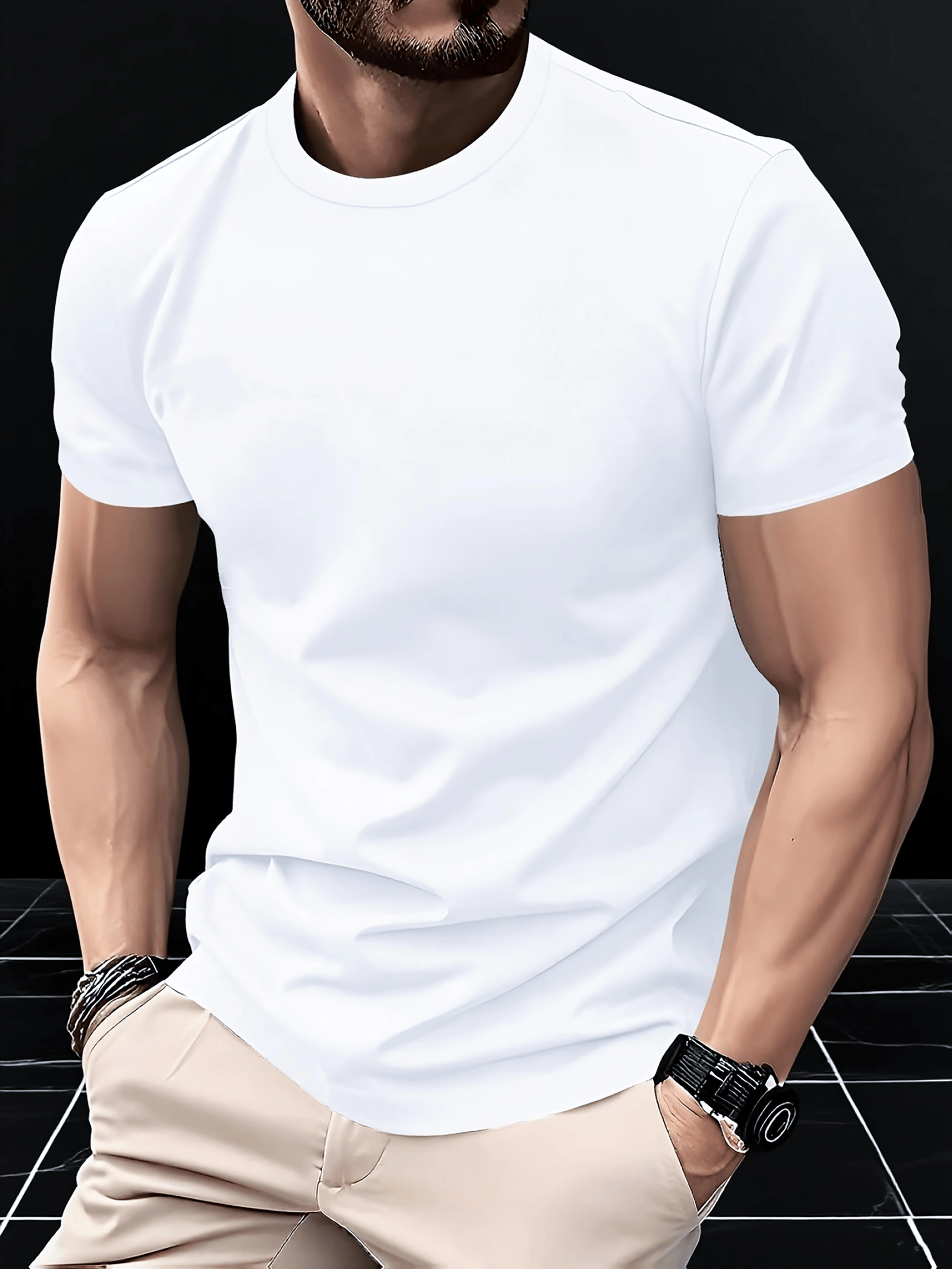 Men'S Outdoor Round Neck Short Sleeve Plain Quick-Dry Breathable T-Shirt Suitable for Sports, Post-Processing Available