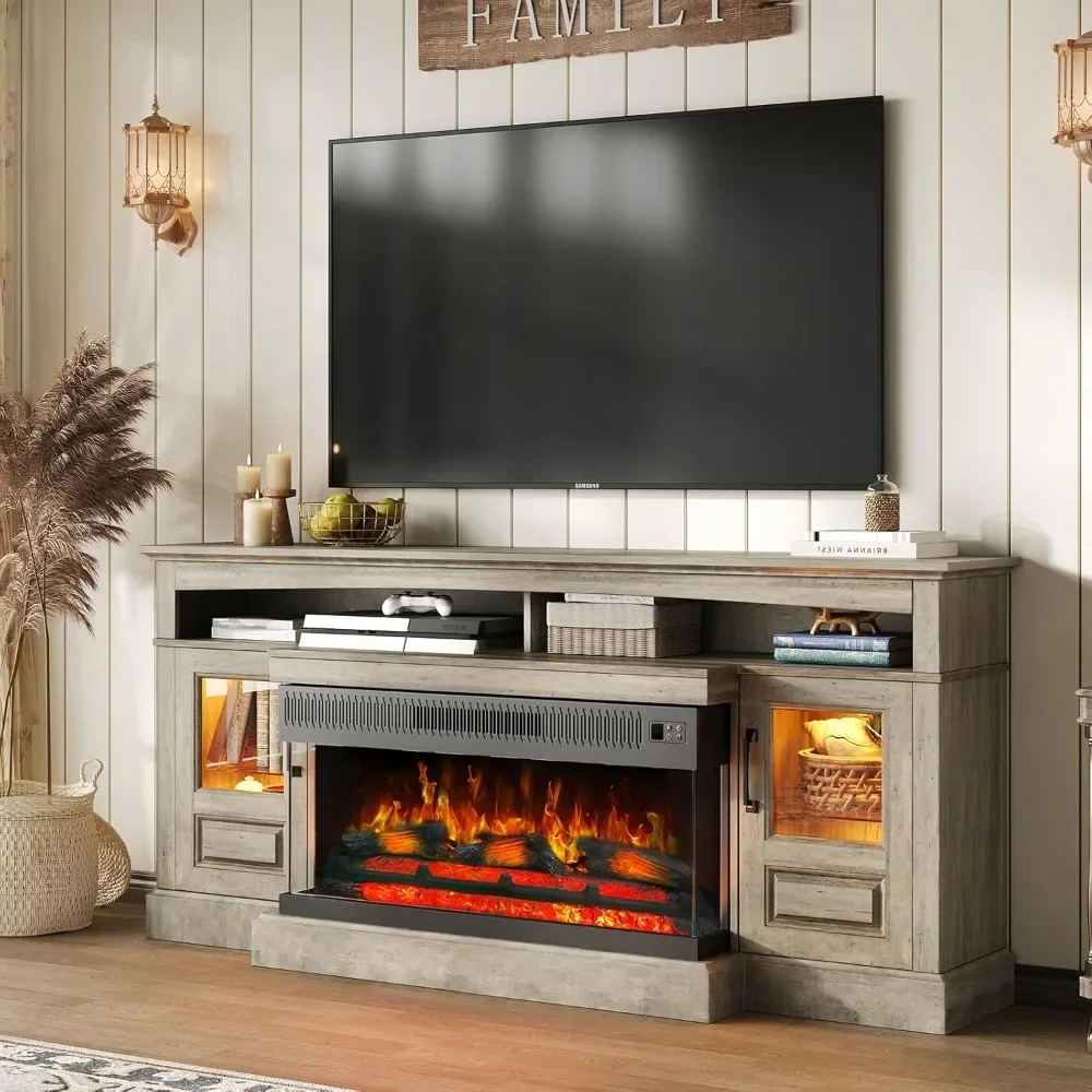 Farmhouse Fireplace TV Stand for TVs Up to 80 inch, 70