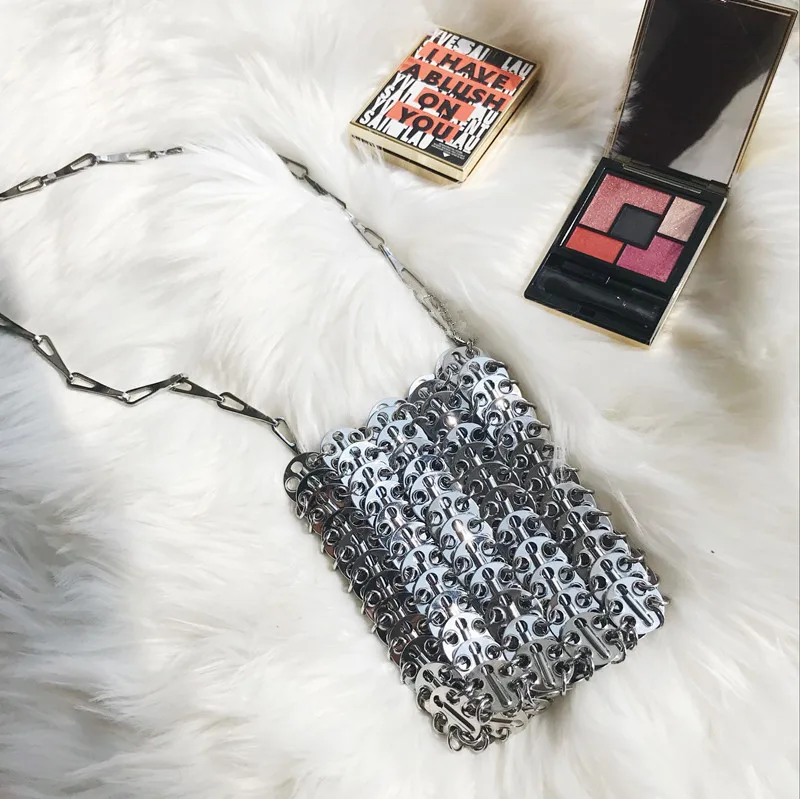 luxury Women Bags Designer Metal Sequins Chain Woven Bag Hollow Evening Bags Clutch Female Travel Holiday Shoulder Bag Handbag