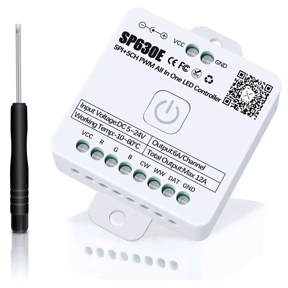 SP630E Bluetooth LED Controller Support PWM Monochrome CCT RGB RGBW RGBCCT Or SPI TTL IC Chip LED Strip WS2811 WS2812B WS2813