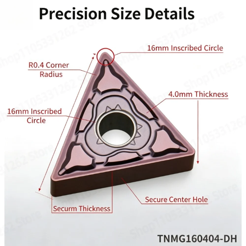 Carbide Turning Insert TNMG160404 BM7818, Triangle Indexable Tool for Hardened Steel, External CNC Lathe Cutter