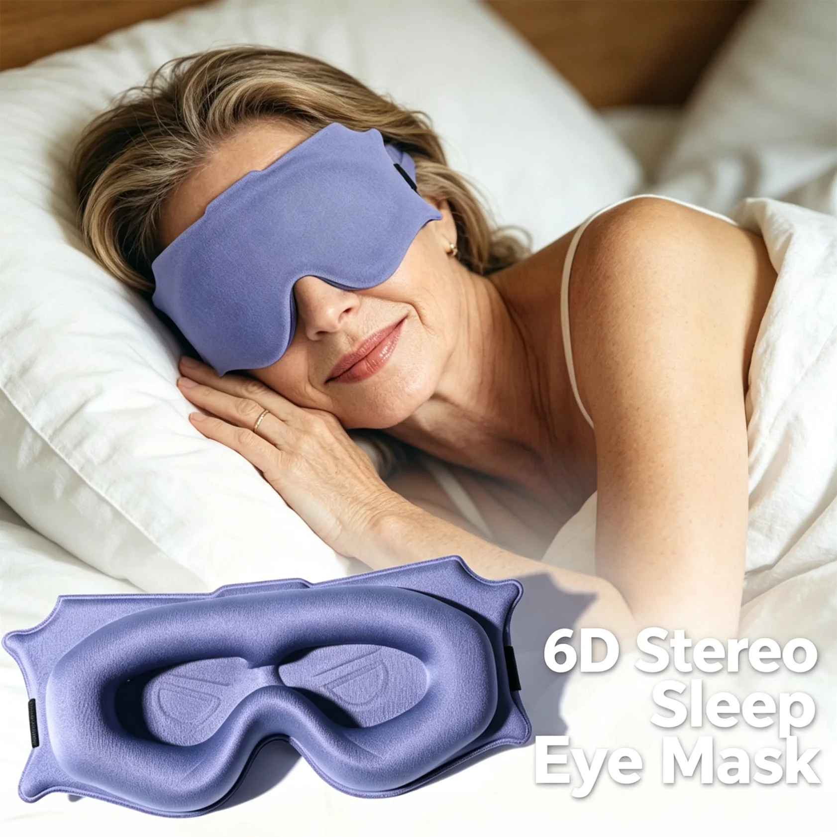 6D Contoured Sleep Mask 3D Molded Eye Cup Blindfold Zero Pressure Light Blocking Eye Mask for Men Women Soft Breathable Night