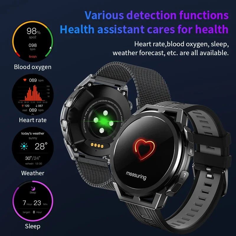 LuxuryFashion 2 in1TWS Build-in Earbuds Smart Watch With Wireless Earphones Blutooth Call Heart Rate Monitor 1.39” HD Smartwatch