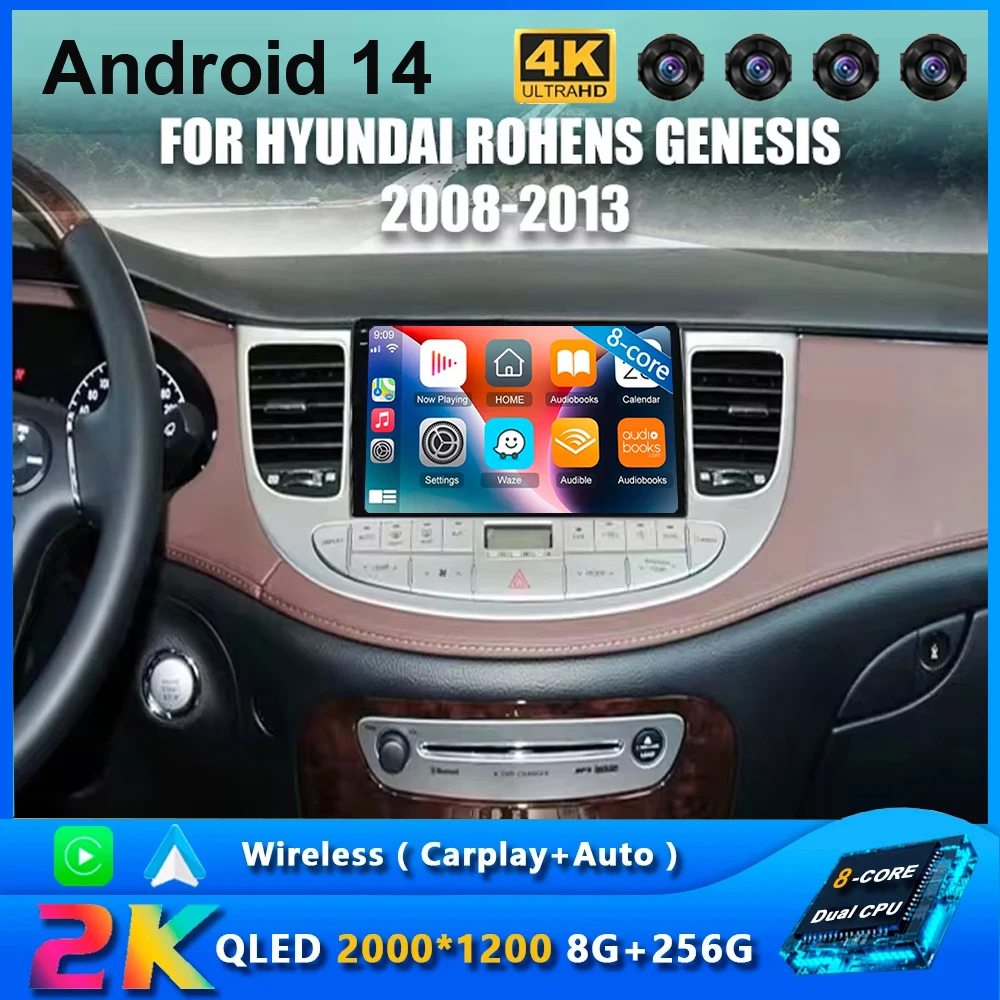 

Android 14 CarPlay Radio For Hyundai Rohens Genesis 2008-2013 Auto 4G Car Multimedia Player Stereo GPS Navi Ai Voice