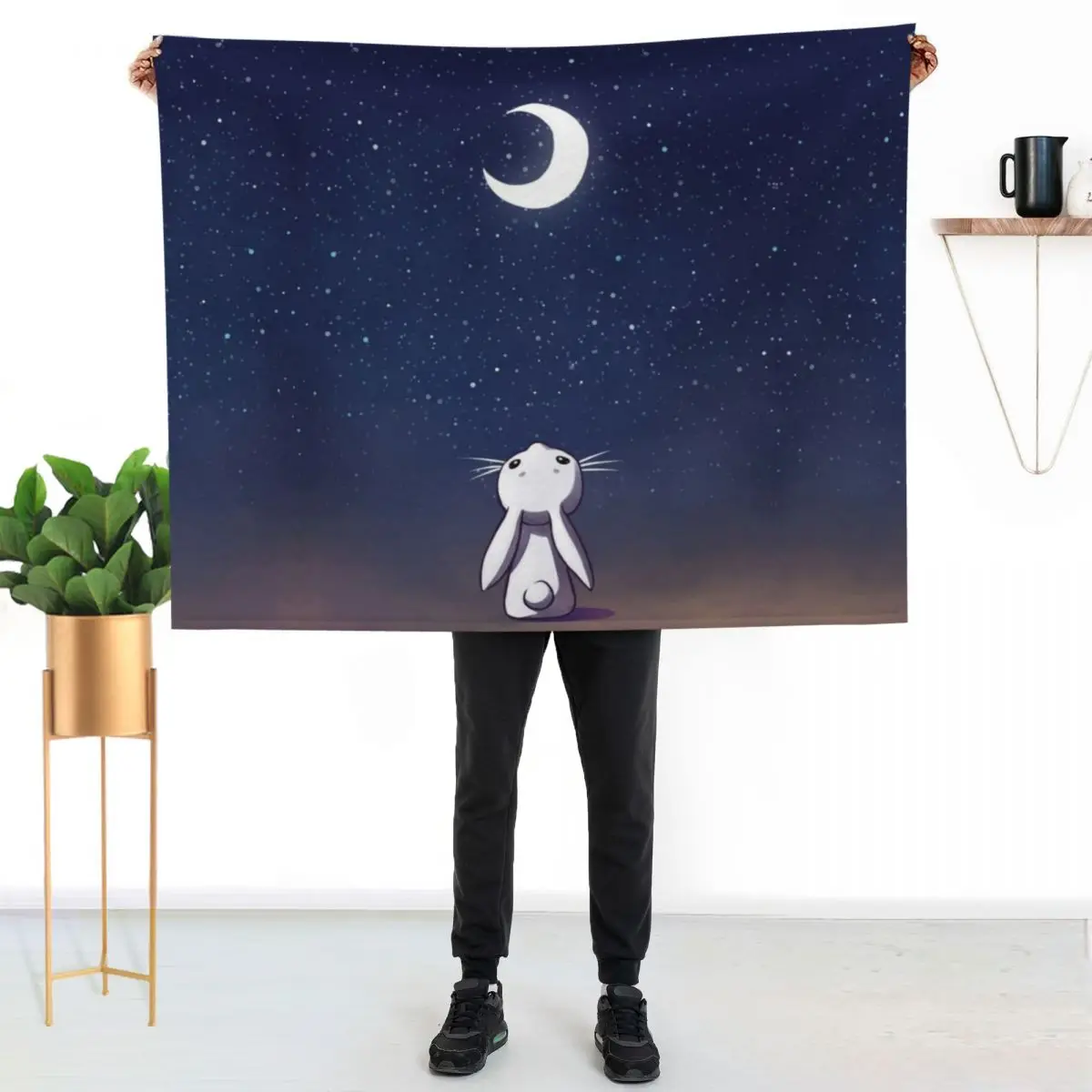 Moon Bunny Throw Blanket Hairy Luxury Fashion Sofas sofa bed Flannel halloween Blankets