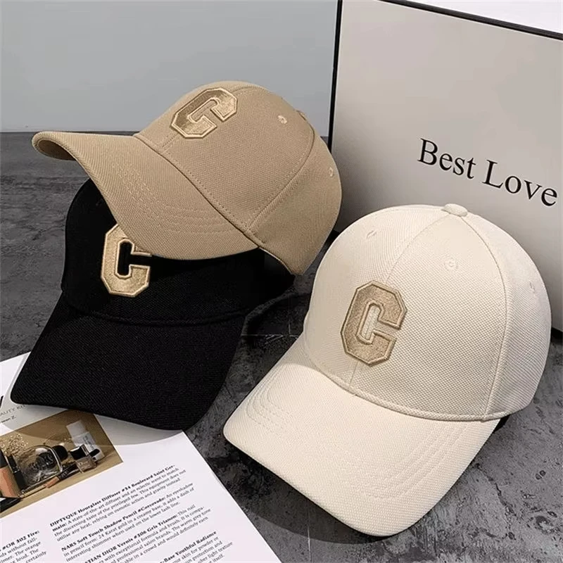 1 PC Hats for Men New C Letter Embroidered Baseball Cap Kpop Fashion Couple Snapback Cap Men and Women Sun Hats Chapeau Homme
