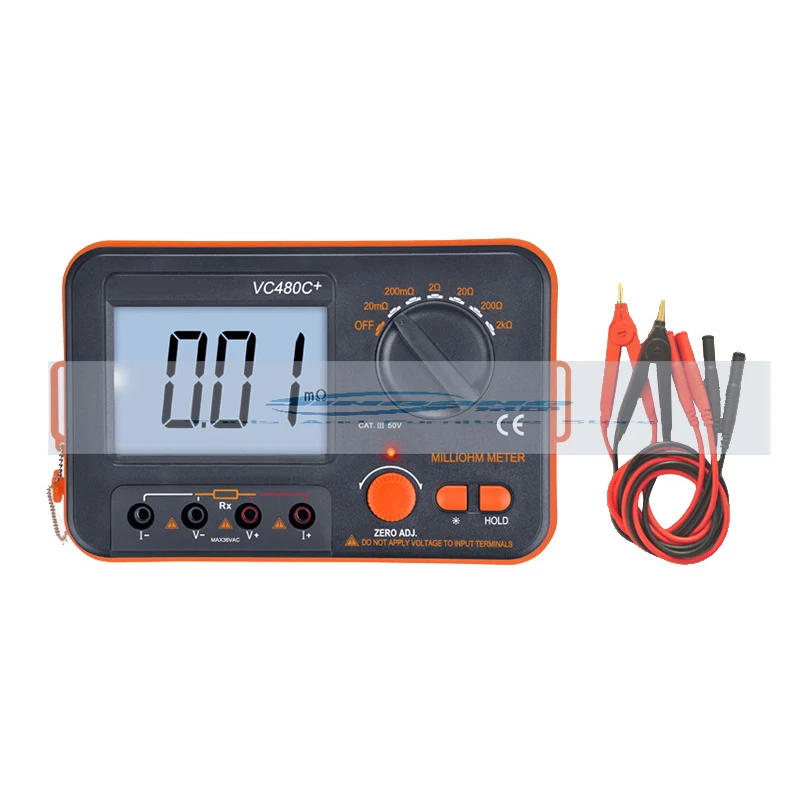 New Vc480C+ Digital Milliohmmeter 0.01M-2Kohm Low Resistance Tester 4-Wire Test Backlight Lcd Anti-Interference Data Retention