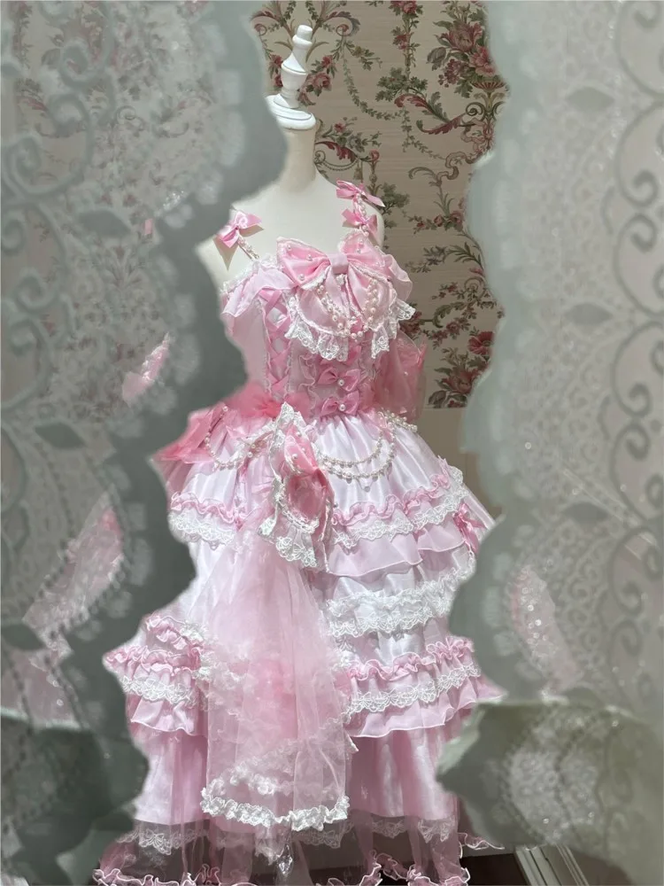 Pink sweet student day coming-of-age dress