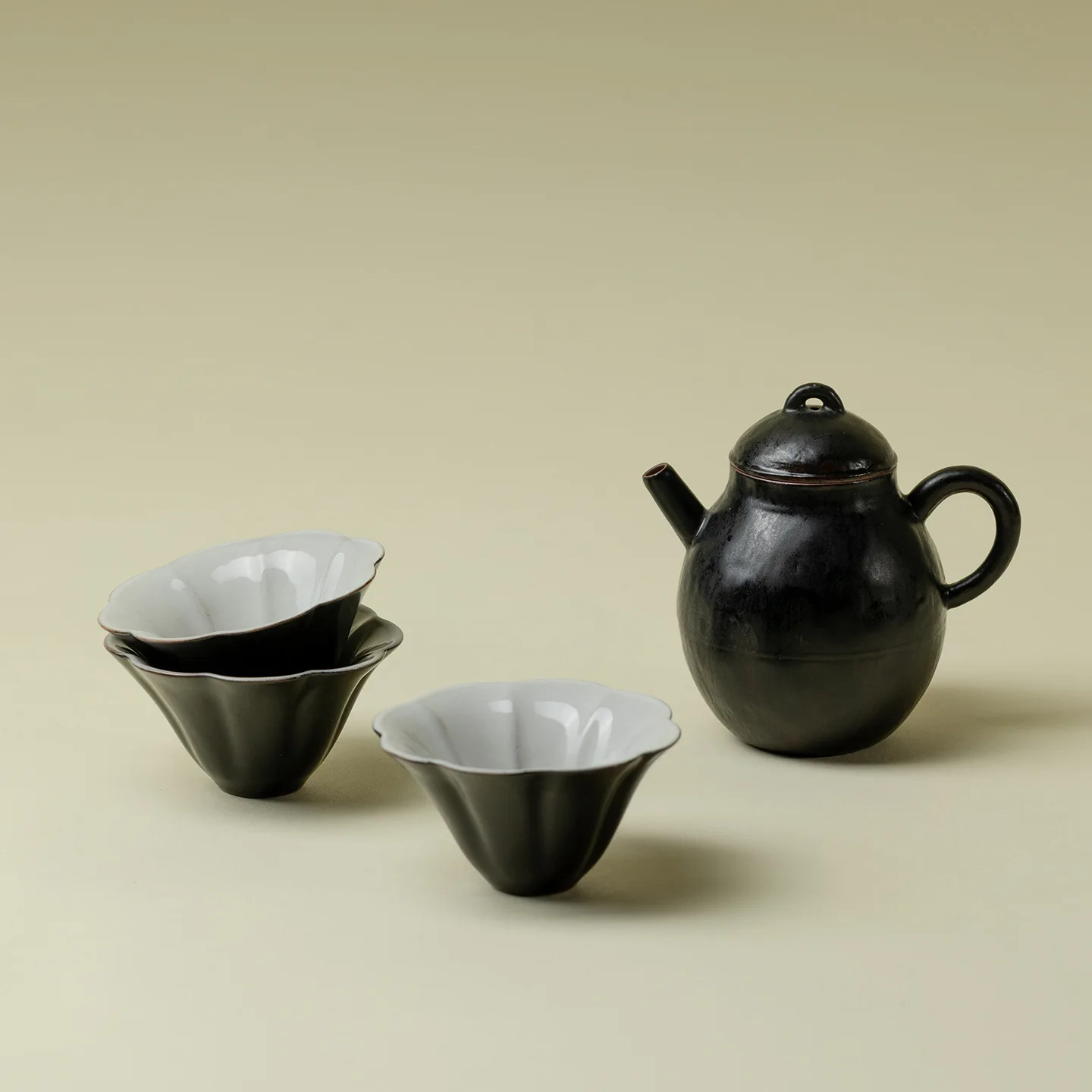 Inno Kaisong Wabi-Sabi Black Ice Pear Falling Gardenia One Teapot Three Cups Kung Fu Tea Set High-End Gift For Friends