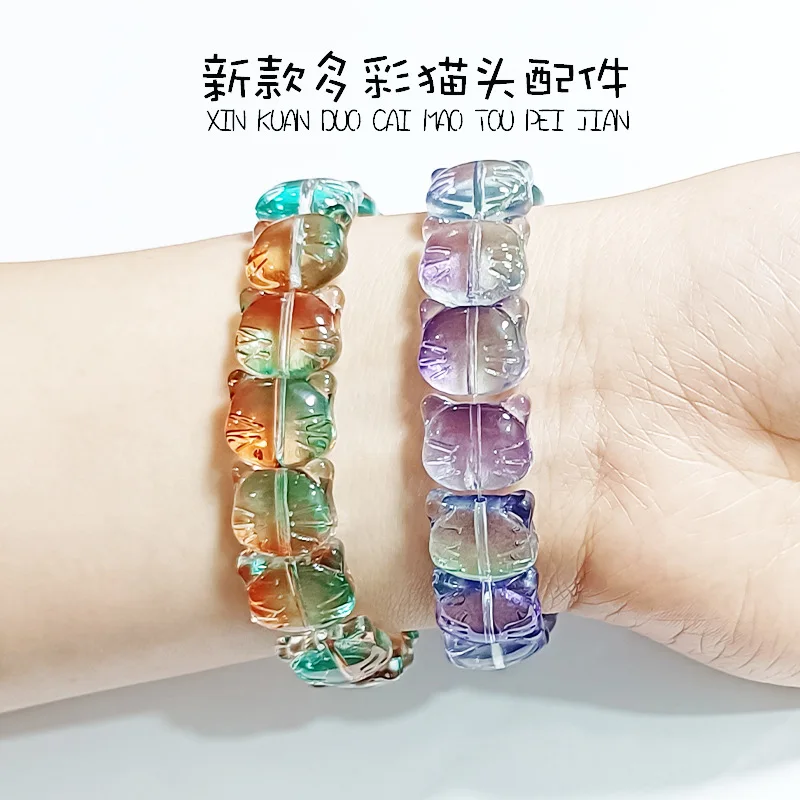 20 sztuk 11x13MM wielobarwne 3D kot zwierzę Lampwork paciorki szklane dla kobiet DIY przekładka naszyjnik z koralików kolczyki biżuteria