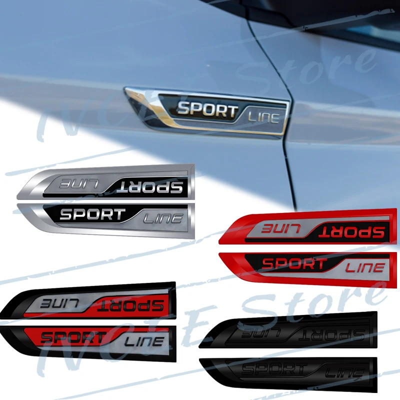 1 Set Car Metal Sport Line Emblem Side Body Badge Sticker For Skoda Kodiaq Karoq Superb Octavia Fabia Rapid VRS 4X4