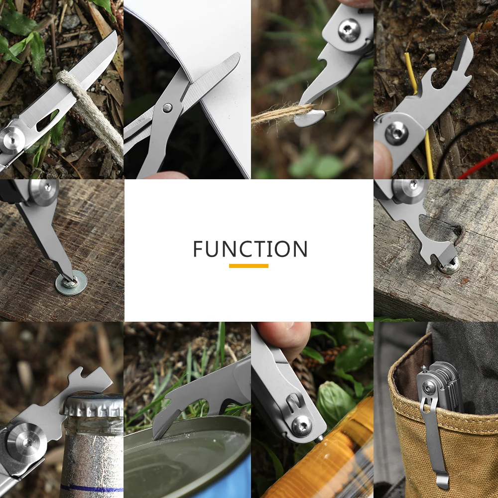 Multifunctional knife Outdoor tools Folding knife Pocket knife Camping equipment, scissors, bottle opener, window breaker