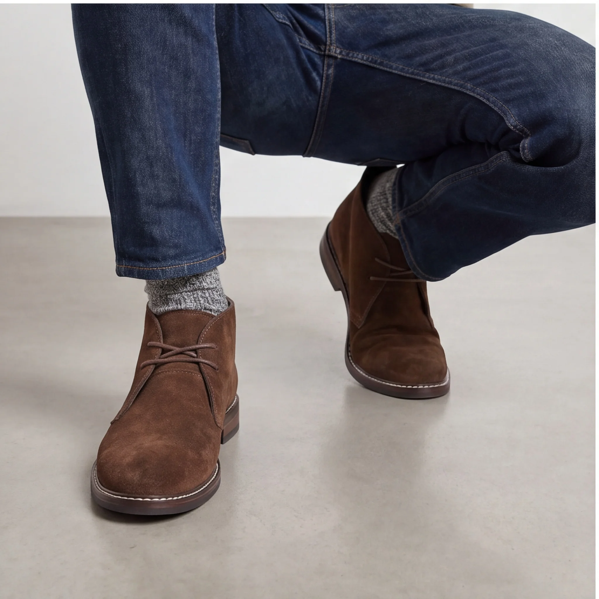 Natürliche Kuhwildleder-Herren-Chukka-Stiefel, Echtleder-Desert-Boots, modische, bequeme Marken-Knöchelstiefel aus Leder # KD583 – Detail 8