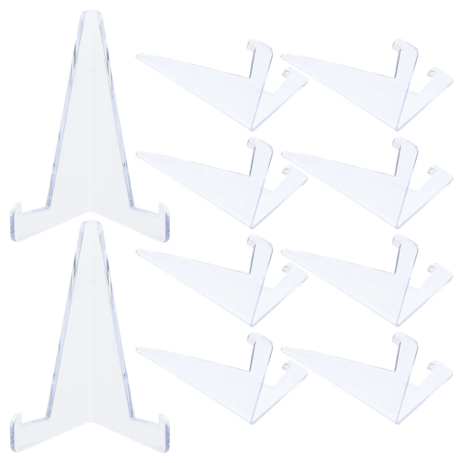

10pcs Card Stand Clear Acrylic Easel For Collection Plate Display Plastic Cards Holder Decorative Picture Display Tripod Easel