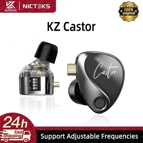 Imagen 2 del producto KZ Castor-auriculares intrauditivos con cable, cascos HiFi con graves mejorados, 2 dinámicos de alta gama, sintonizables, con Monitor, zsn pro