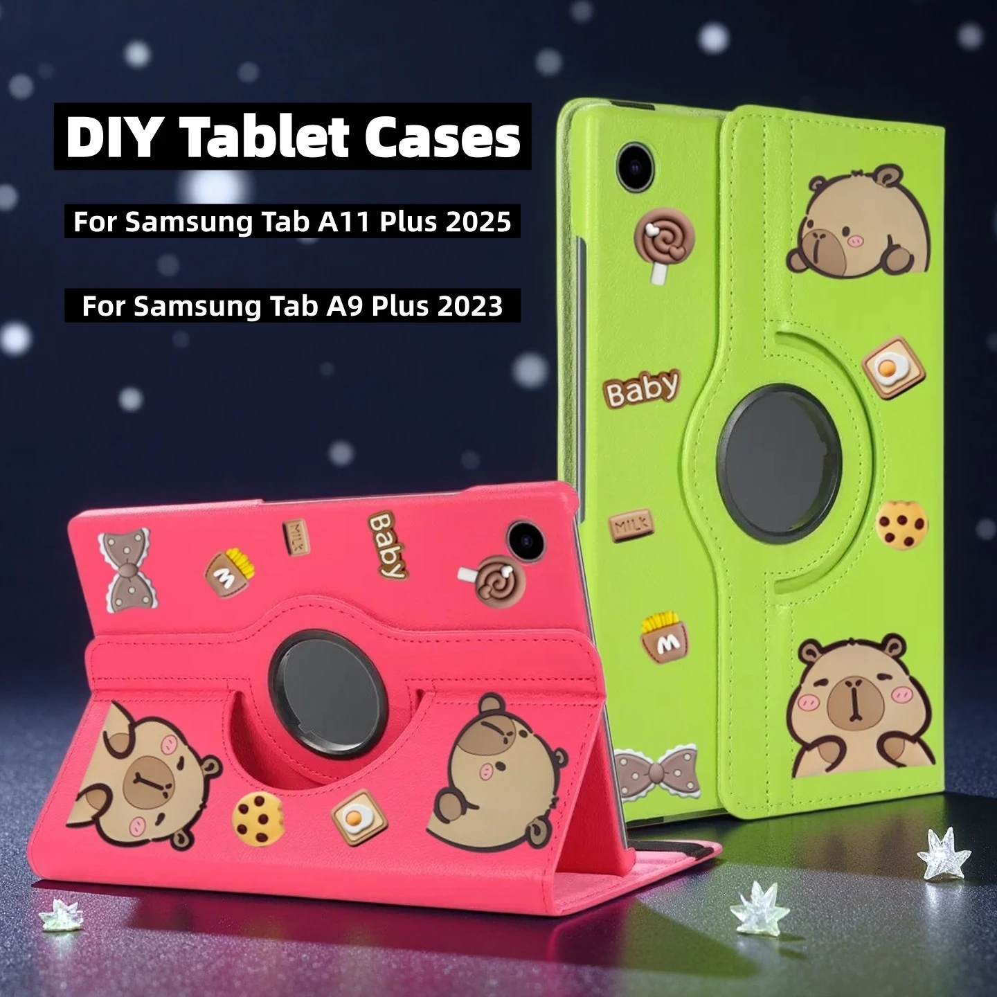 For Galaxy Tab A11 Plus 2025 11inch(SM-X230) Cartoon Kids Tablet Case For Samsung Tab A9 Plus SM-X210 DIY Capybara Tablet Cases
