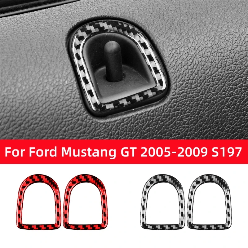 For Ford Mustang GT 2005-2009 S197 Accessories Carbon Fiber Interior Car Door Lock Pin Knob Trim Frame Sticker Decor Decal Cover