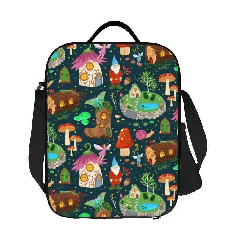 

Garden Gnome Pattern Thermal Insulated Lunch Bags Women Portable Lunch Tote for Work School Travel Storage Bento Food Box