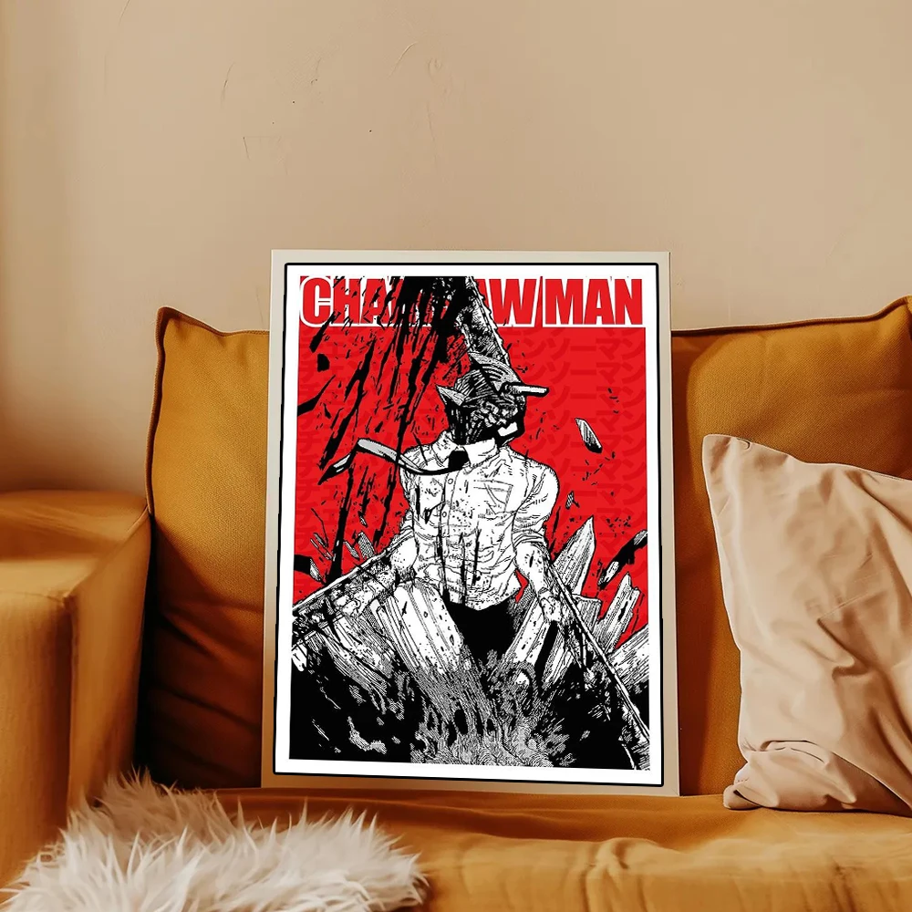 بالمنشار رجل المشارك طباعة لغرفة النوم غرفة المعيشة ديكور المنزل انمي ياباني مانغا دينجي جدار الفن قماش كارتوني اللوحة #5