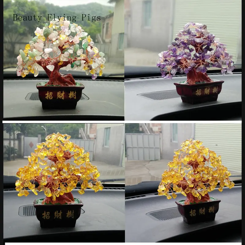 

Height 15cm Crystal Zhaocai Car Decoration, Living Room, Office Table, Fortune Tree Decoration, Craft Gift feng shui