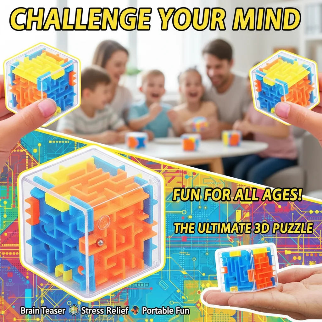 

3D Maze Magic Cube Six-sided Transparent Puzzle Speed Cube Rolling Ball Cubes Maze Toys For Children Stress Reliever Toys