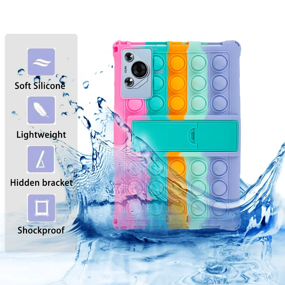 for BDF H39 10.1 Inch Android Tablet Case Ajustable Stand Cover Tablet Soft Silicone Push Bubble Case