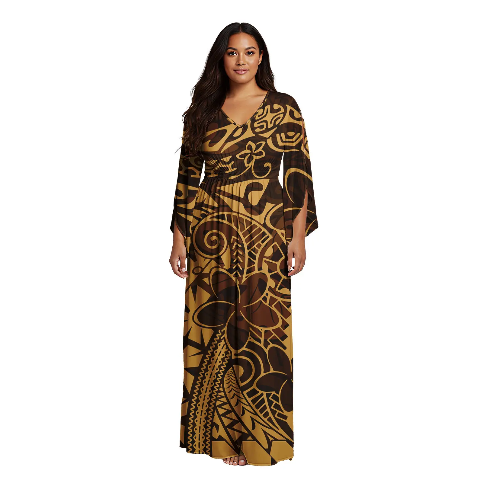 أحدث فستان نسائي برقبة على شكل حرف V مخصص مثير ثوب مسائي بولينيزيا ساموا القبلية تصميم فستان كاجوال #5