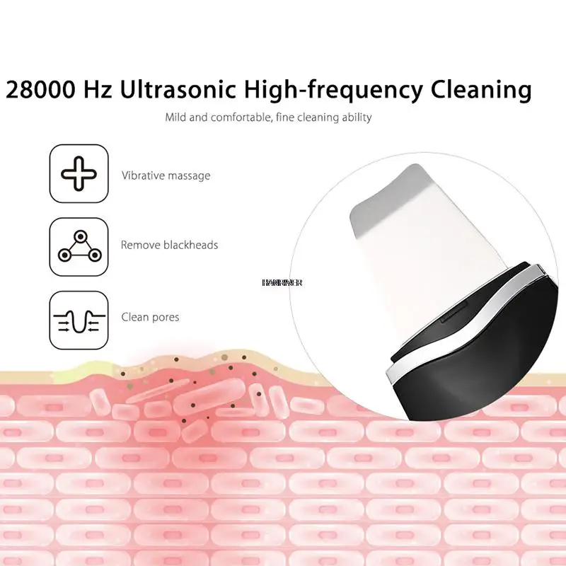 Ultradźwiękowy skrobak do oczyszczania skóry, instrument do oczyszczania wibracjami, usuwający zaskórniki, porów twarzy, złuszczający skrobak.