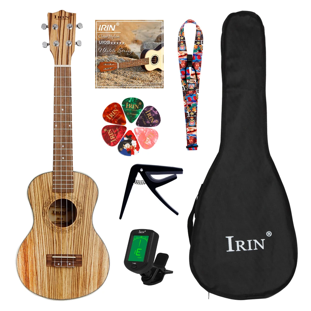 IRIN 21/24/26 Inch Ukulele Zebra Wood Ukulele 4 String Hawaiian Ukulele Guitar with Case Tuner Capo Guitar Parts & Accessories