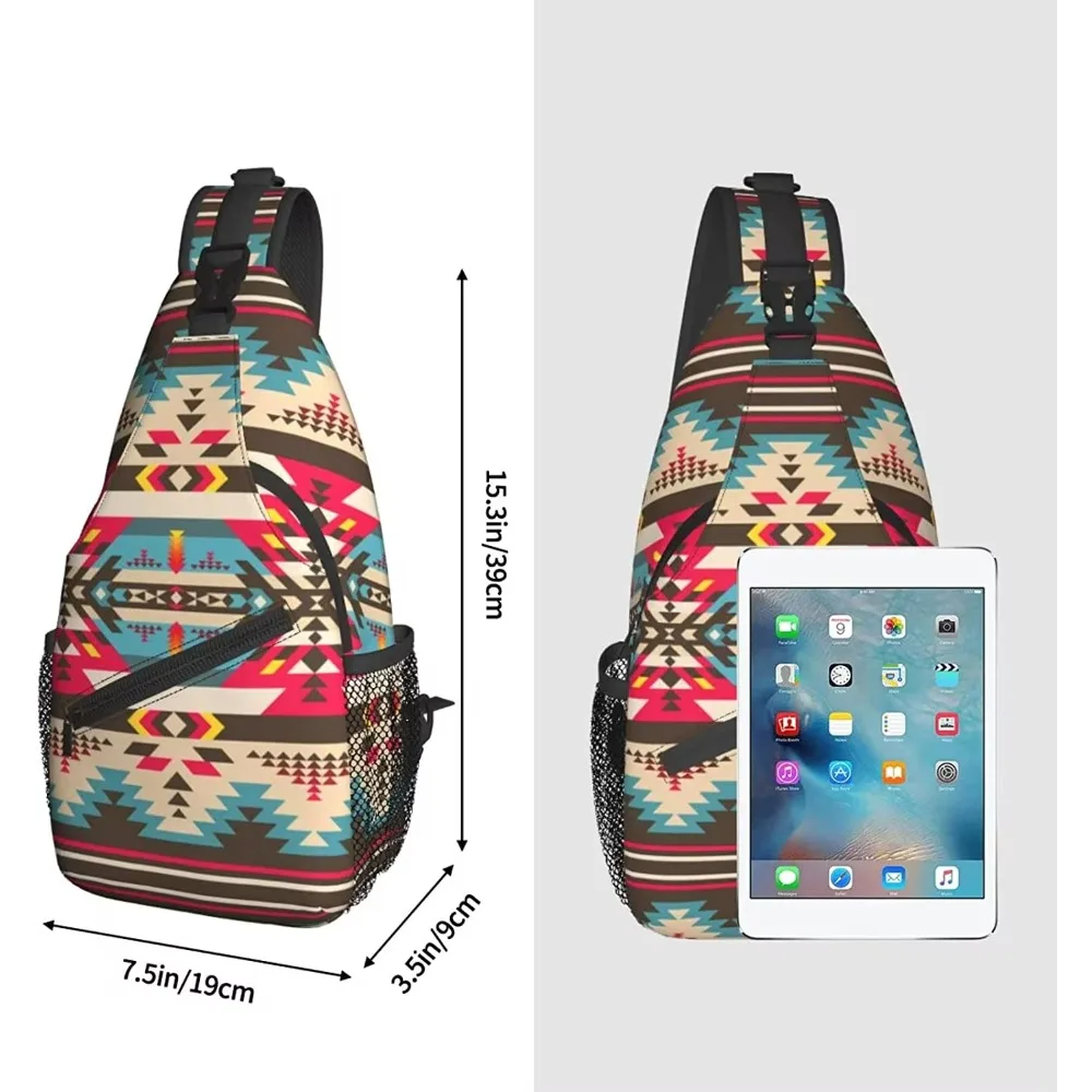 Native Southwest American Shoulder Bags Mini Rope Sling Bag Crossbody Waterproof Chest Daypack for Hiking Travel Runner Biking