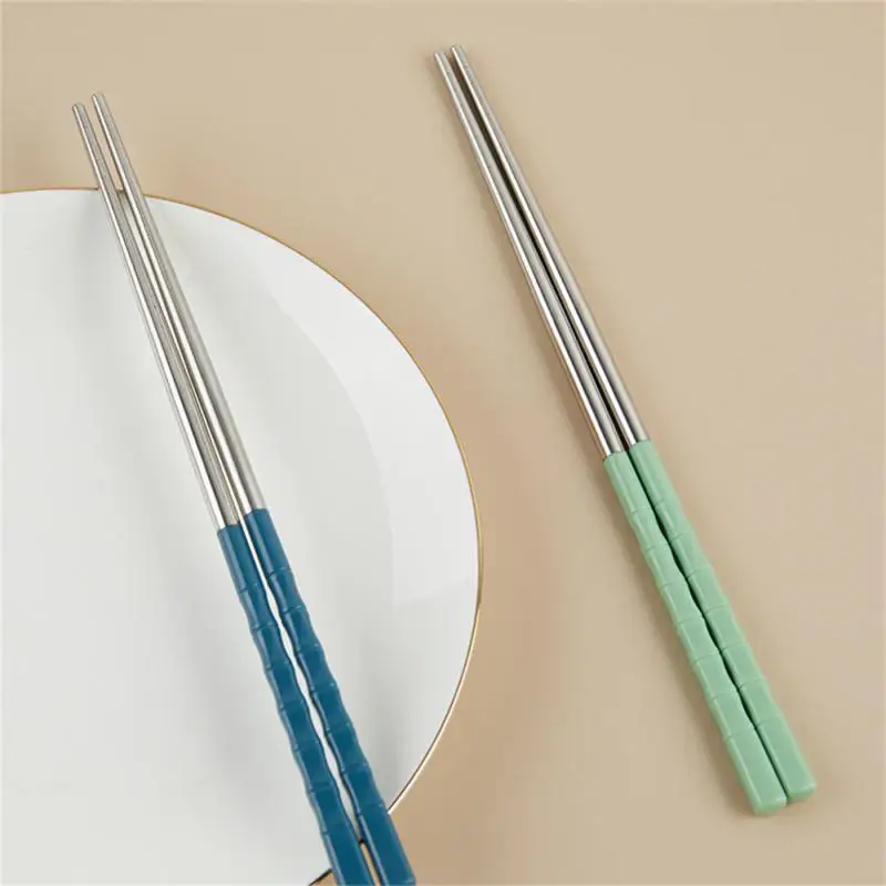 1-5pair Reusable Chinese Chopsticks Set Stainless Steel Non-Slip Japanese Chinese Korean Food Metal Chop Sticks Kitchen Tablewar