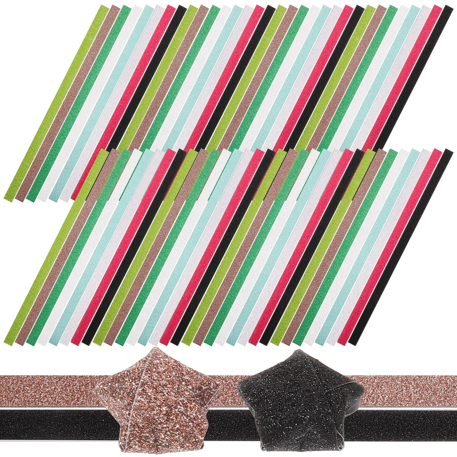 320 fogli artigianali lucidi con glitter arcobaleno in carta pieghevole a stella per progetti origami fai-da-te che si illuminano al buio Divertimento in carta