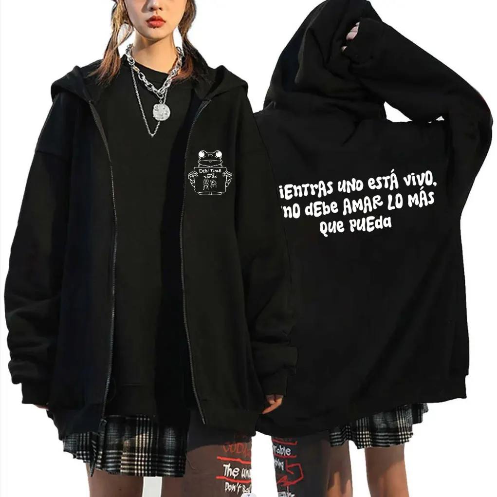 

Rapper Bad Bunny Debi Tirar Mas Fotos DTMF Zipper Hoodie Men Women Fashion Hip Hop Oversized Zip Up Jacket Male Retro Streetwear