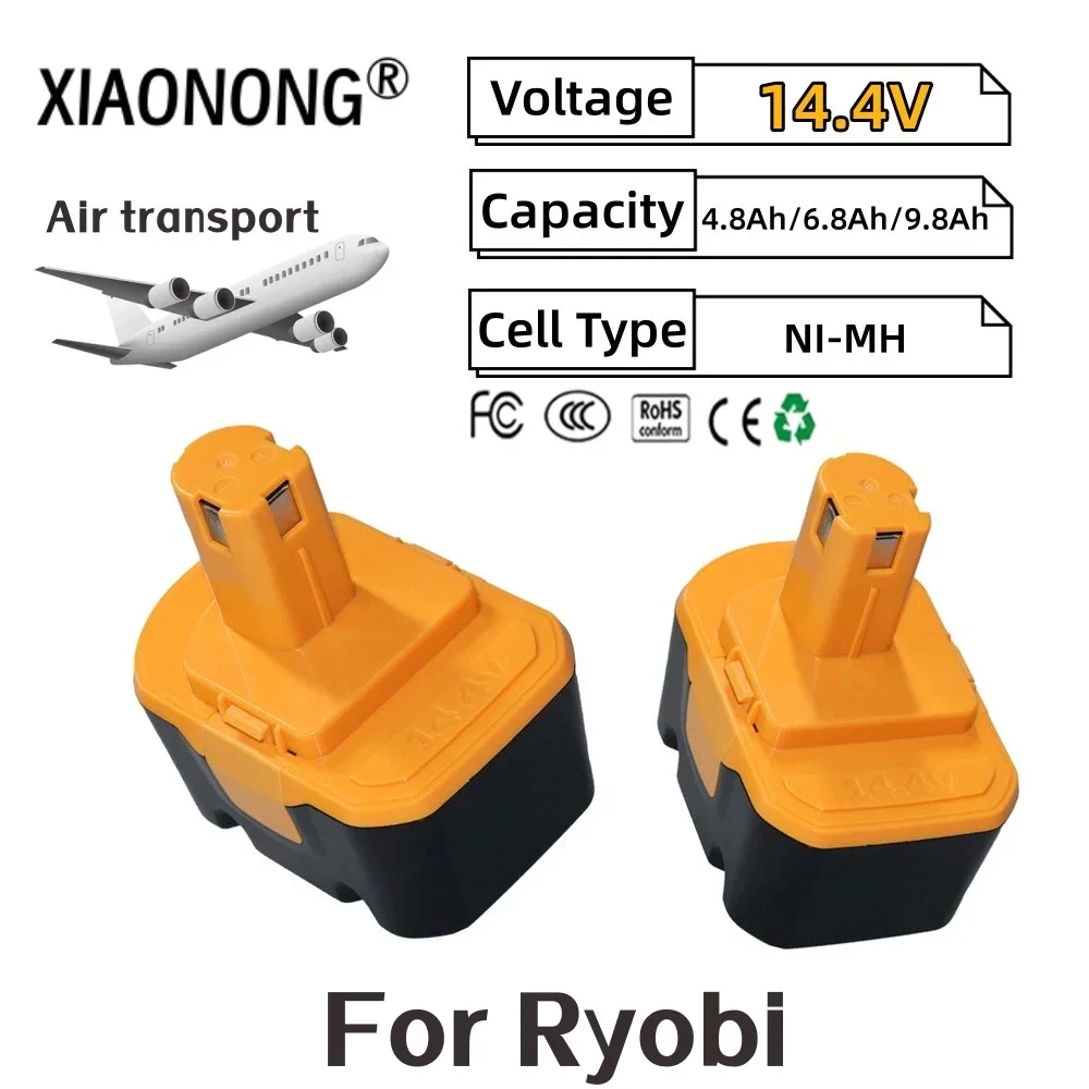 

14.4V 4.8/6.8/9.8Ah for Ryobi Battery R10521 RY6201 RY6202 130224010 130224011 1314702 1400144 1400655 Cordless Power Tools