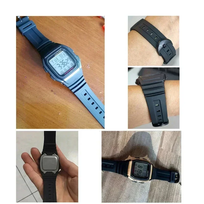 Silicone Waterproof Watchbands for Casio 3239 W-96H-1A 2A 9A Electronic Watch Dedicated Strap Sport Rubber Men's Black Bracelet