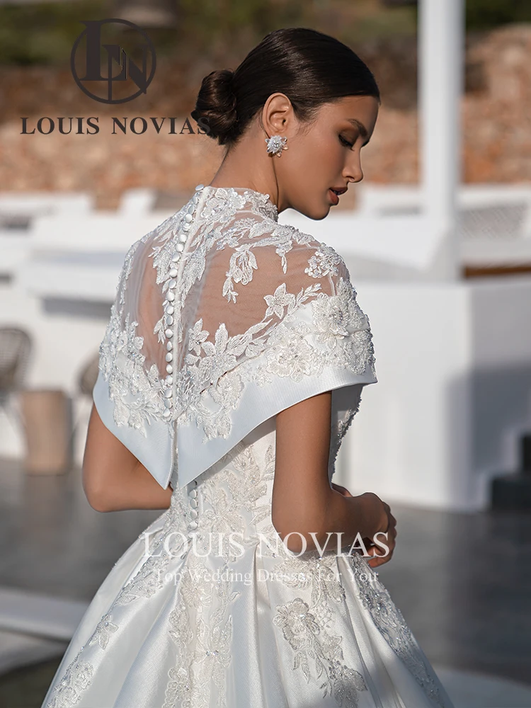 LOUIS NOVIAS vestido De Novia con hombros descubiertos y chaqueta, vestido De Novia Sexy con perlas, apliques De encaje, vestido De Novia De corte a, Vestidos De Novia