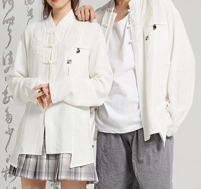 

Anime Game Cosplay Costumes Fuhua Theme White Printed Shirt Adult Couple Long Sleeve Coat Halloween Cardigan Top Acrylic Pendant