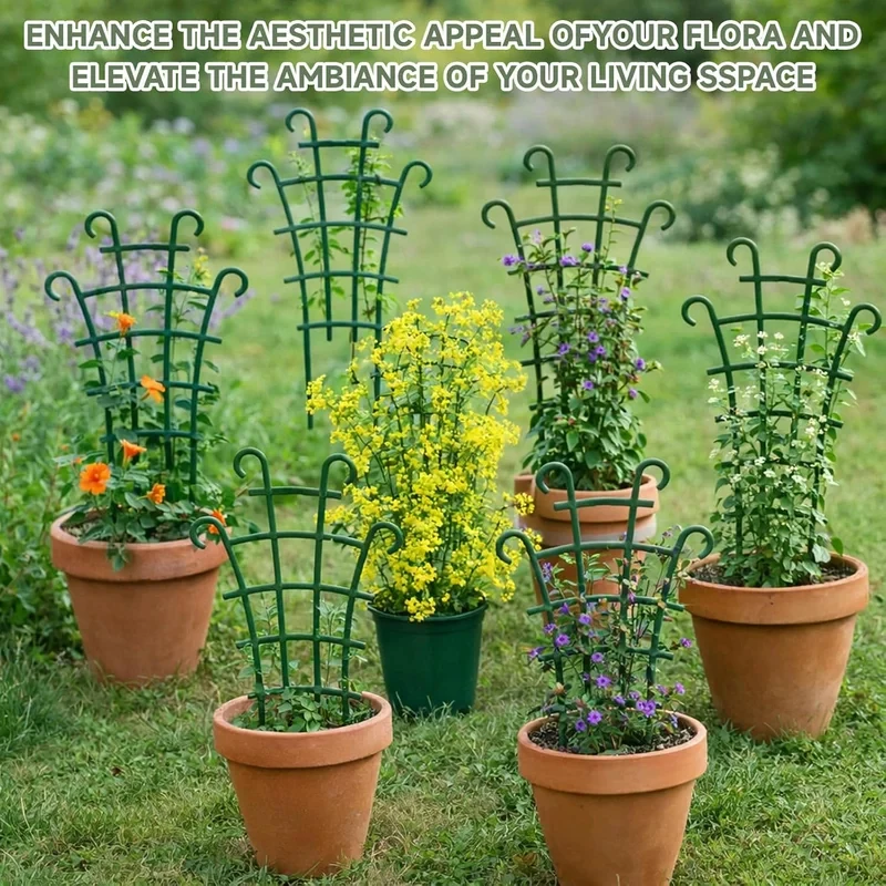 2/5Pcs PVC Plant Trellis Garden Grid Climbing Support Stackable Indoor Outdoor Potted Plants Vine Flower Stake Holder