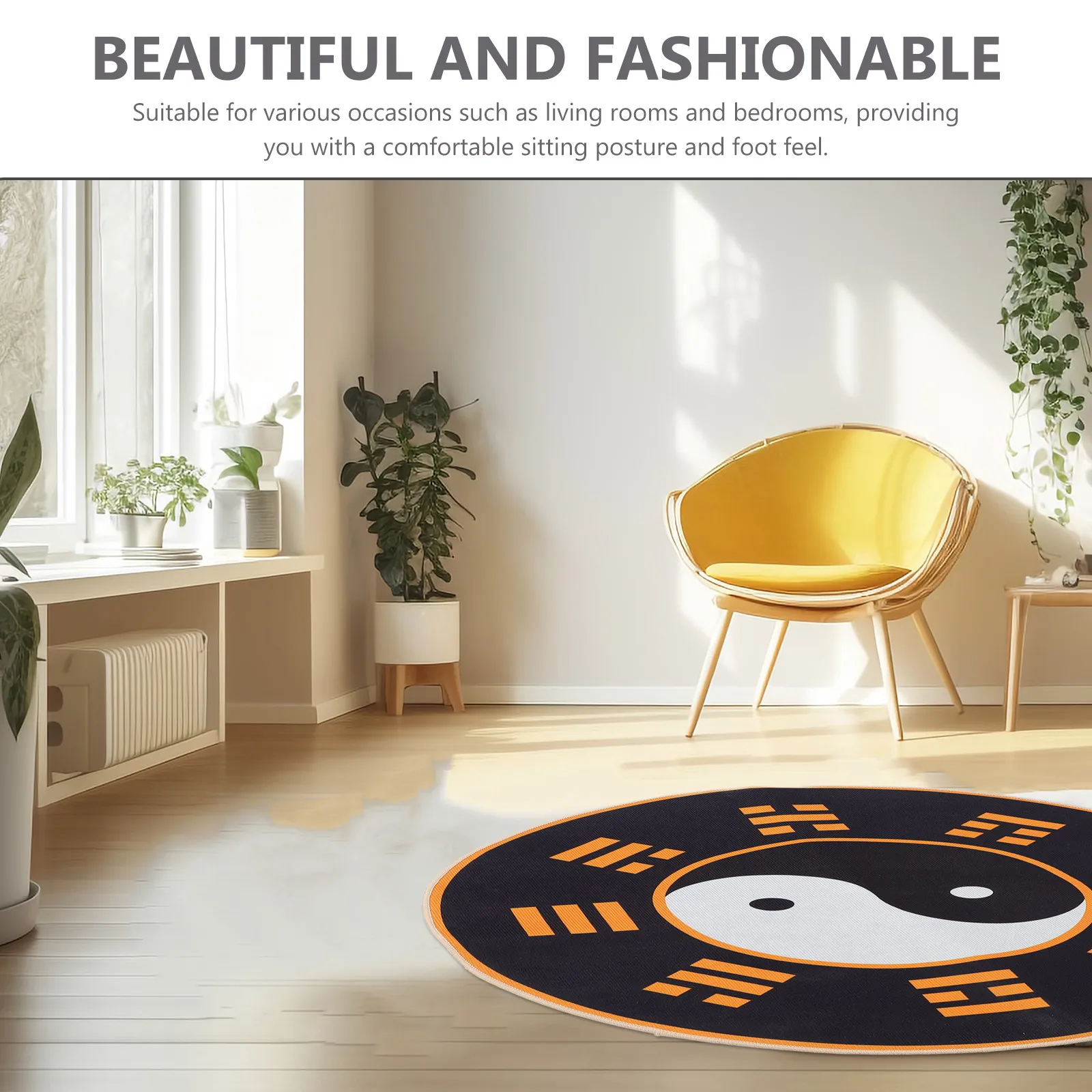 Tai Pattern Chair Floor Mat Non-Slip Polyester Office Desk Chair Mat Scratch-Proof Floor Protector for Living Room Bedroom