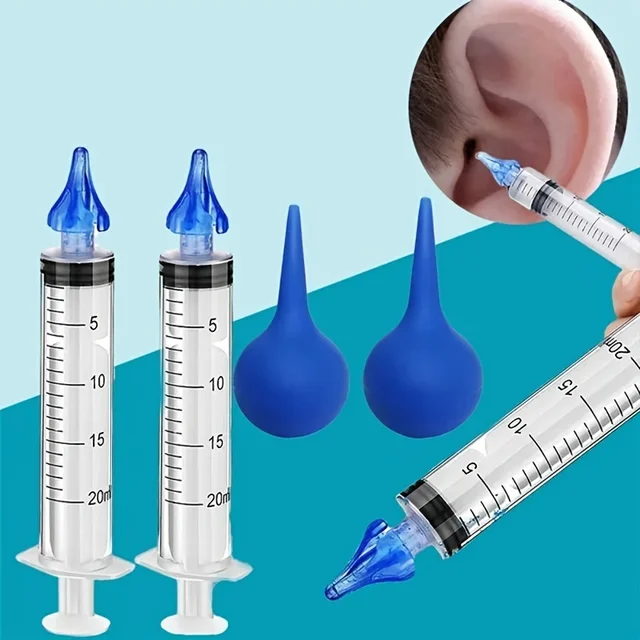 20 ml 4-częściowy zestaw strzykawek do czyszczenia woskowiny Rozszerzane narzędzie do usuwania woskowiny Zestaw do czyszczenia uszu dla dorosłych z 2 kulkami do mycia uszu